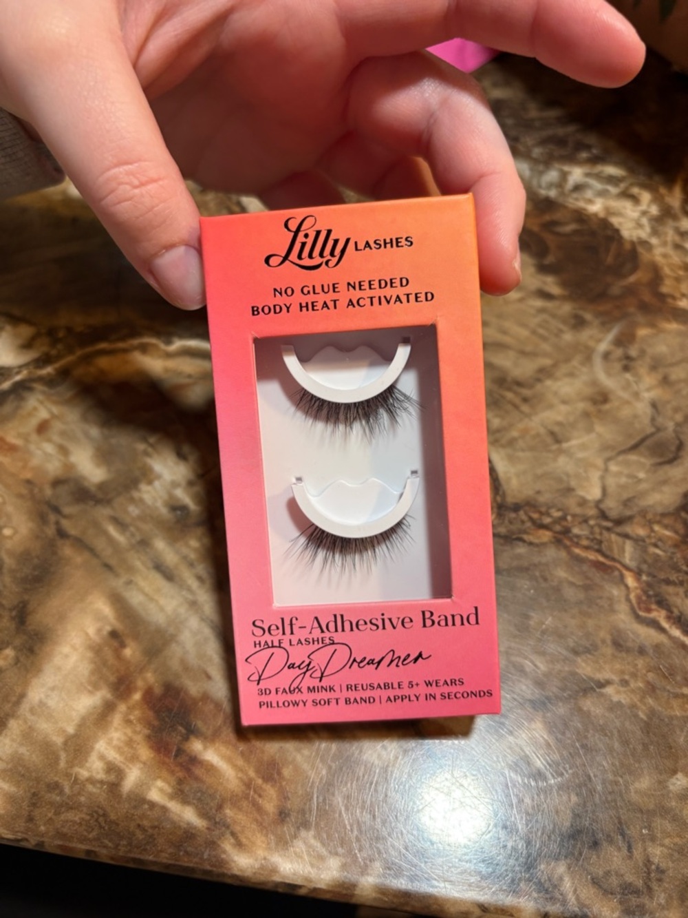 Lilly Lashes Pink to Orange Gradient Self-Adhesive Band Faux Mink Lashes